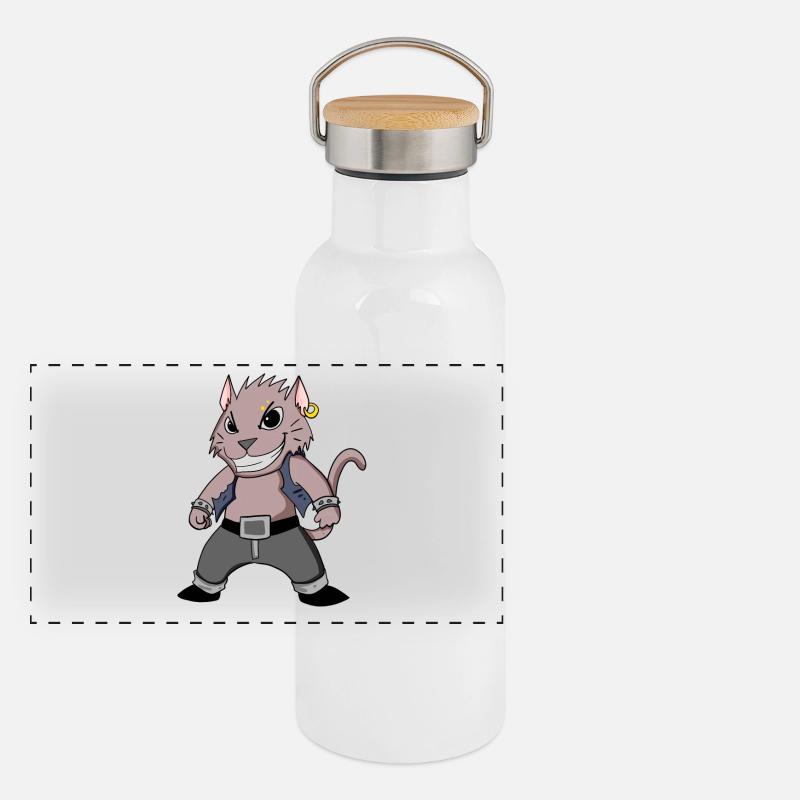 Cool Katze Panorama Thermosflasche mit Bambusdeckel