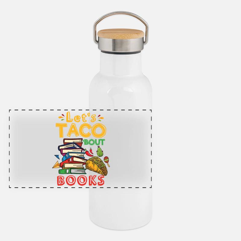 Let's Taco Bout Bücher Buchliebhaber Panorama Thermosflasche mit Bambusdeckel