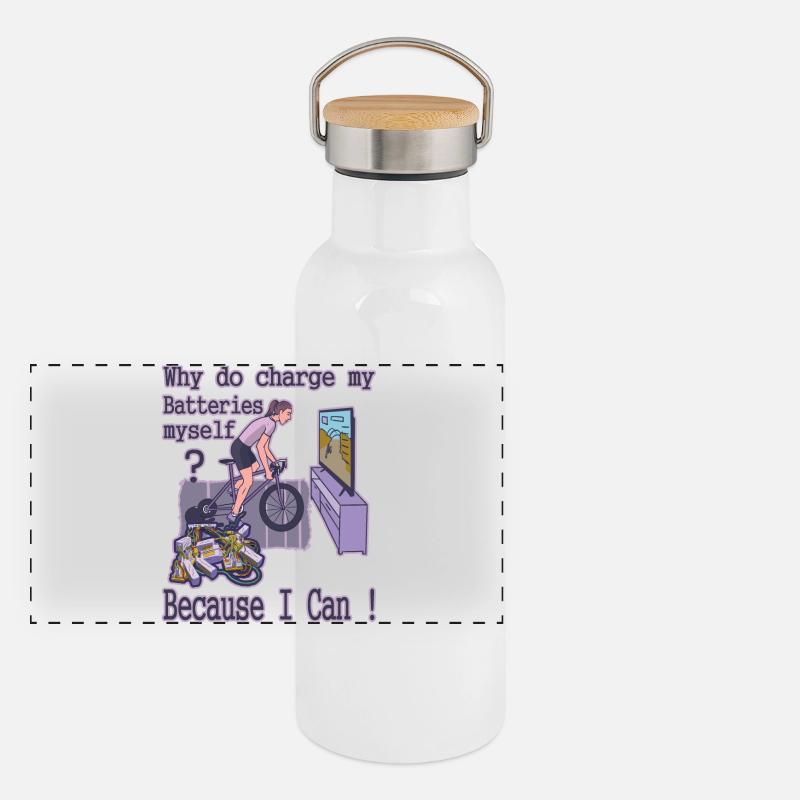 Pourquoi est-ce que je charge mes batteries moi-même ? Gourde isotherme avec bouchon en bambou