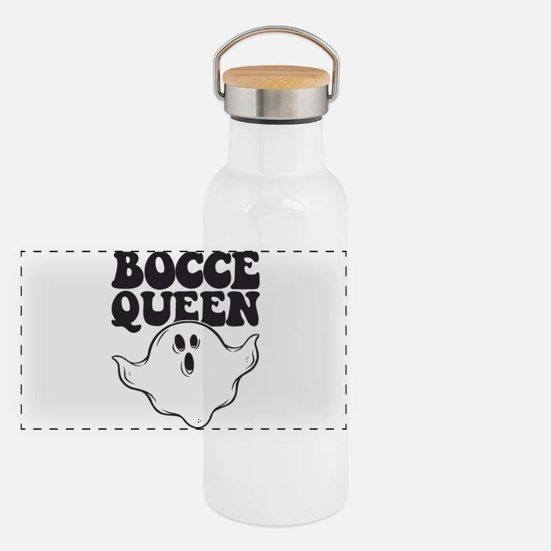 Bocce Queen Boulekugel Halloween Kostüm Boule Panorama Thermosflasche mit Bambusdeckel