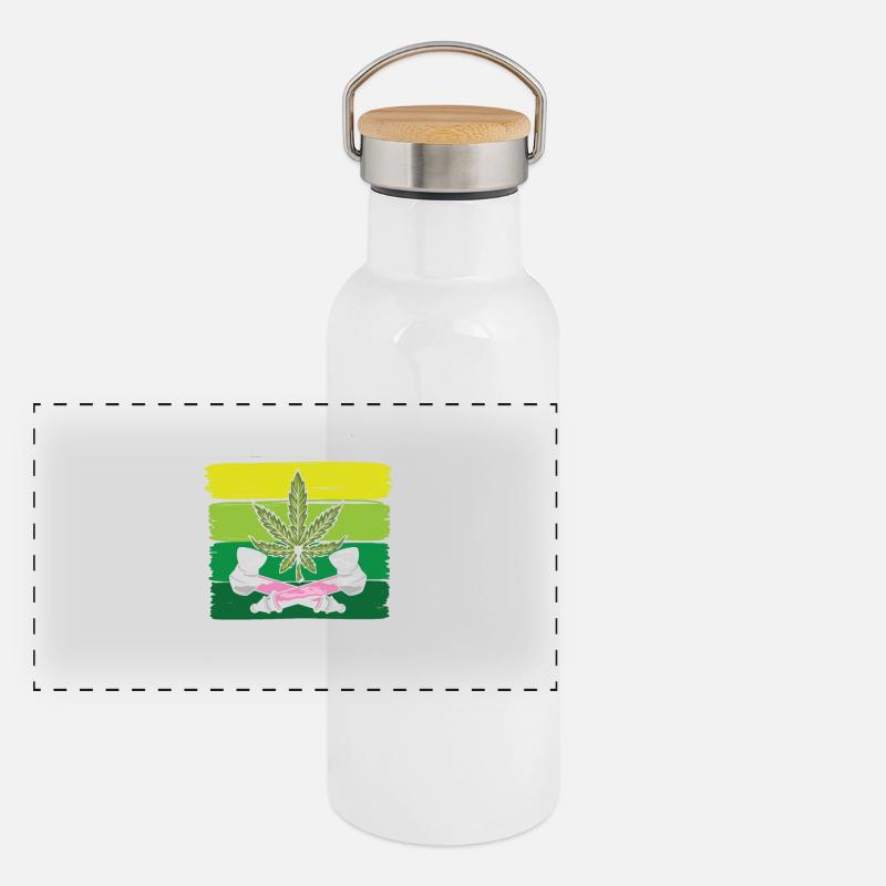 Cannabis Panorama Thermosflasche mit Bambusdeckel