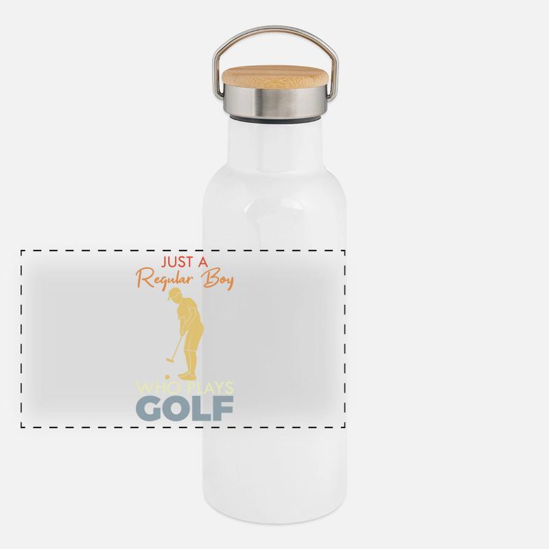 Golf Junge Panorama Thermosflasche mit Bambusdeckel