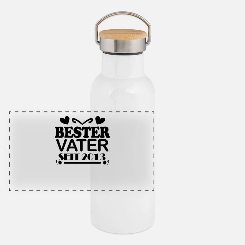 Bester Vater seit 2013 Panorama Thermosflasche mit Bambusdeckel
