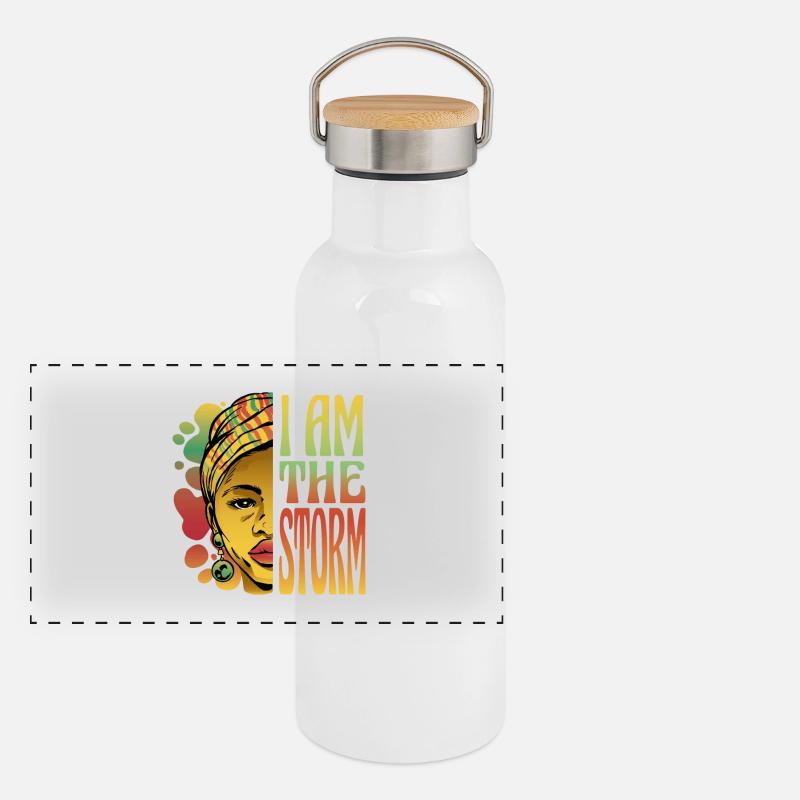 Ich bin der Sturm Panorama Thermosflasche mit Bambusdeckel