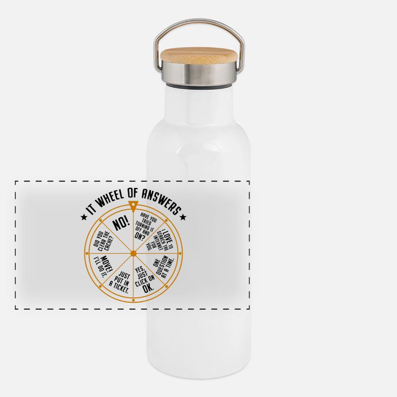 Support informatique Roue de la fortune Service Desk IT Helpdesk Nerd Gourde isotherme avec bouchon en bambou