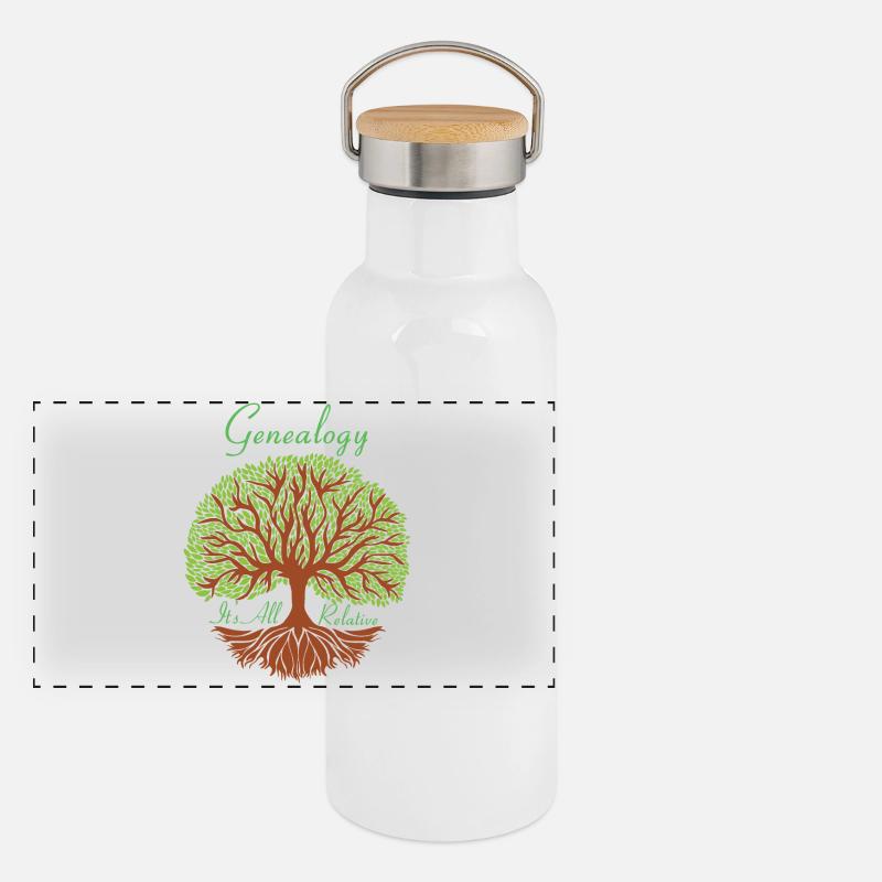 Genealogy Its All Relative Genealogist Ancestry Panoramic Thermal Bottle with Bamboo Lid