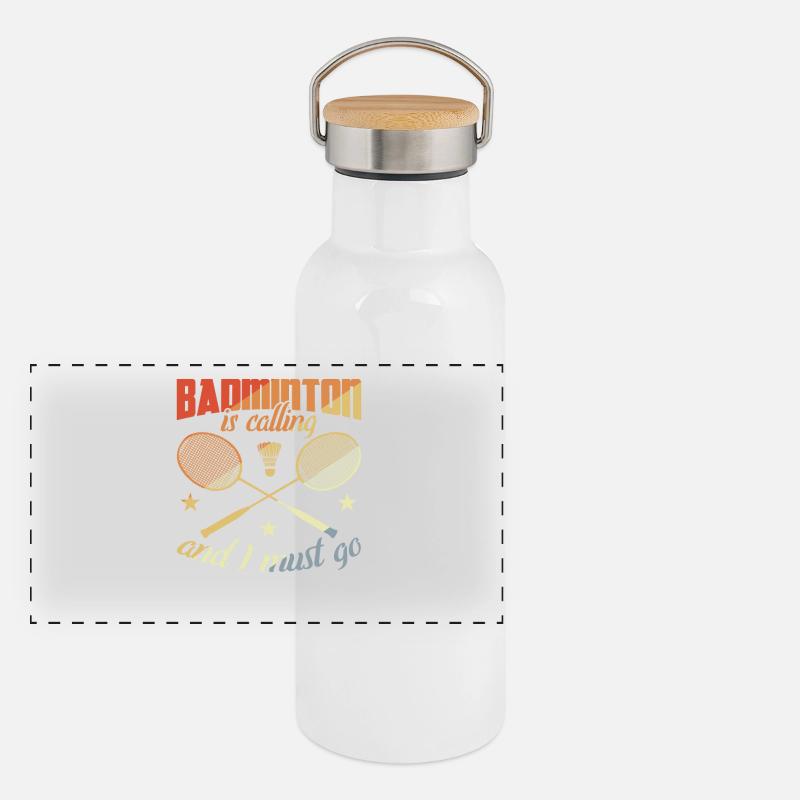 Lustiges Badminton Zitat Panorama Thermosflasche mit Bambusdeckel