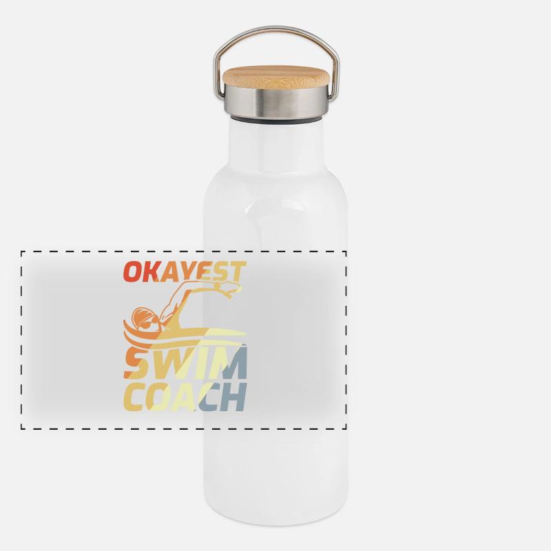 Schwimmlehrer Panorama Thermosflasche mit Bambusdeckel