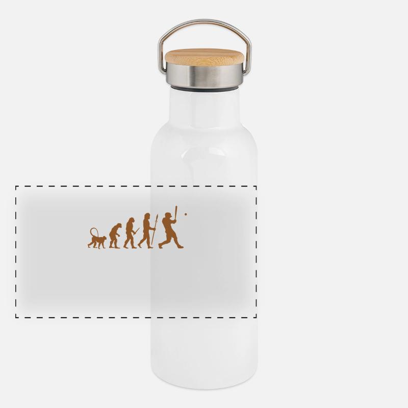 Baseball Evolution Panorama Thermosflasche mit Bambusdeckel