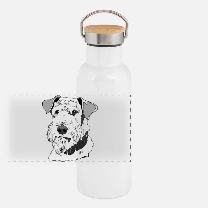 Airedale Terrier Panorama Thermosflasche mit Bambusdeckel