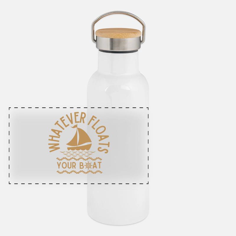 Whatever Floats Your Boat - Sailing Cruising Lover Panoramic Thermal Bottle with Bamboo Lid