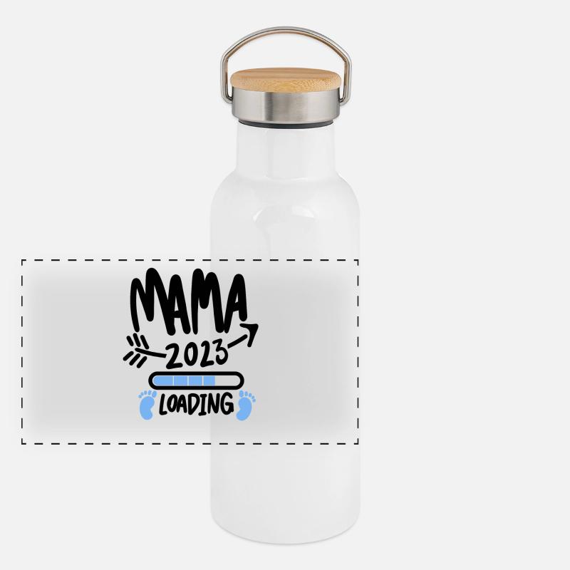 Mama 2023 Mutter Schwangerschaft Geschenk Panorama Thermosflasche mit Bambusdeckel
