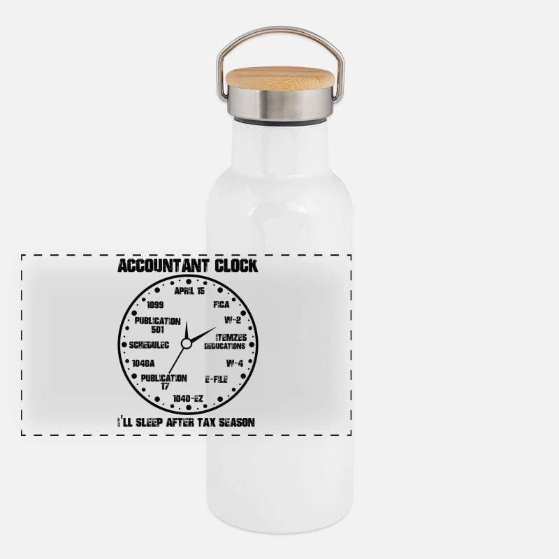 Drôle d’horloge comptable CPA Comptabilité Gourde isotherme avec bouchon en bambou