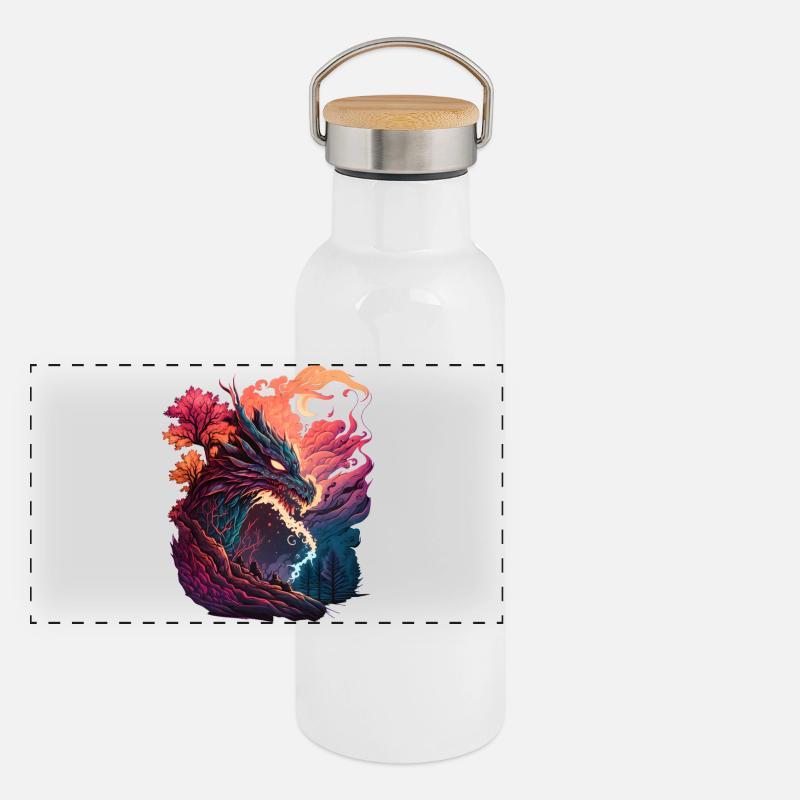 Asian dragon Panoramic Thermal Bottle with Bamboo Lid