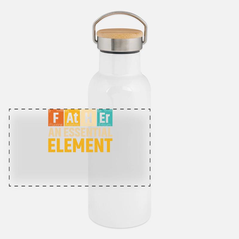 Vater Ein wesentliches Element Zeitraum Vatertag - Panorama Thermosflasche mit Bambusdeckel - Weiß
