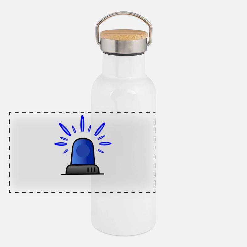 Blaulicht Sirene Panorama Thermosflasche mit Bambusdeckel