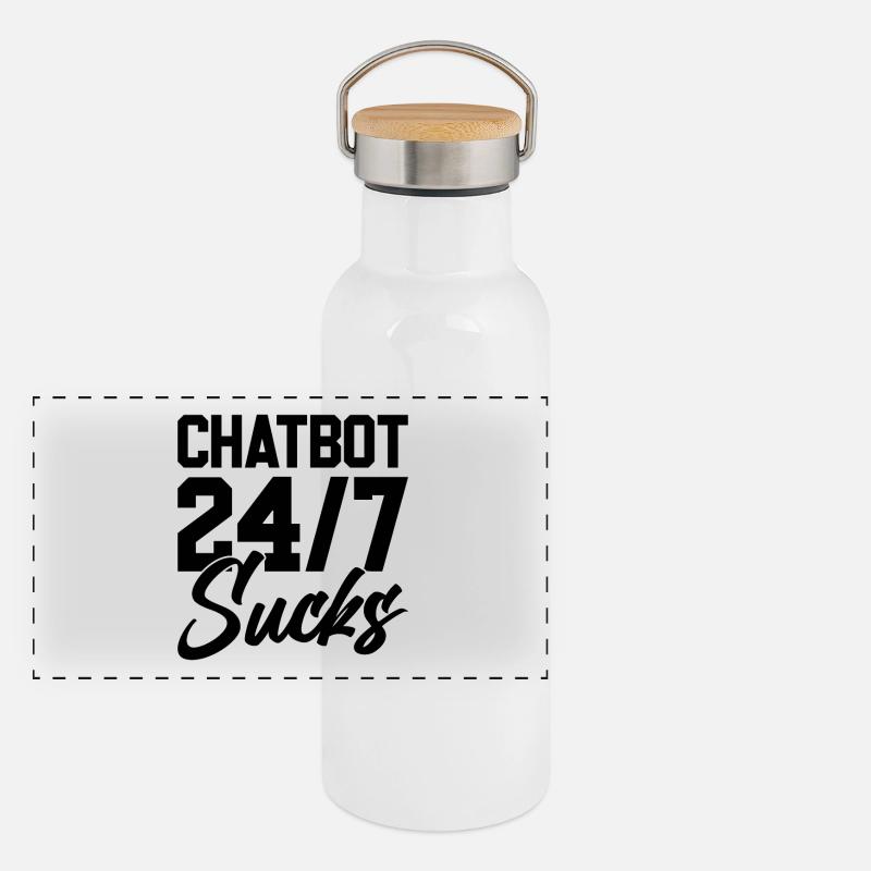 ChatBot 24h/24 et 7j/7 craint Gourde isotherme avec bouchon en bambou