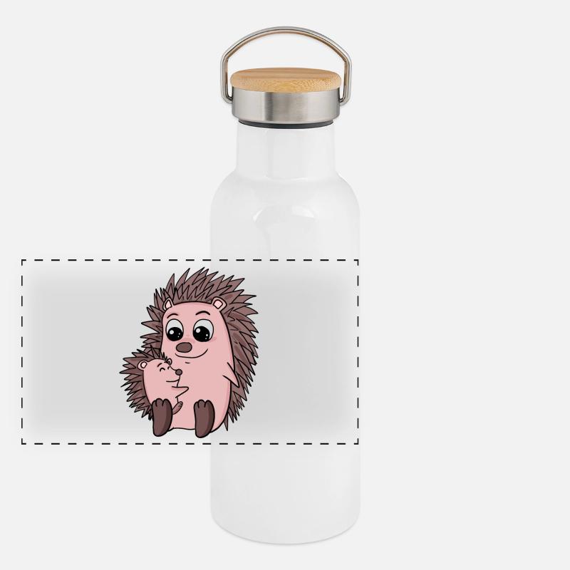 Famille Hedgehog - Hérisson avec bébé Gourde isotherme avec bouchon en bambou
