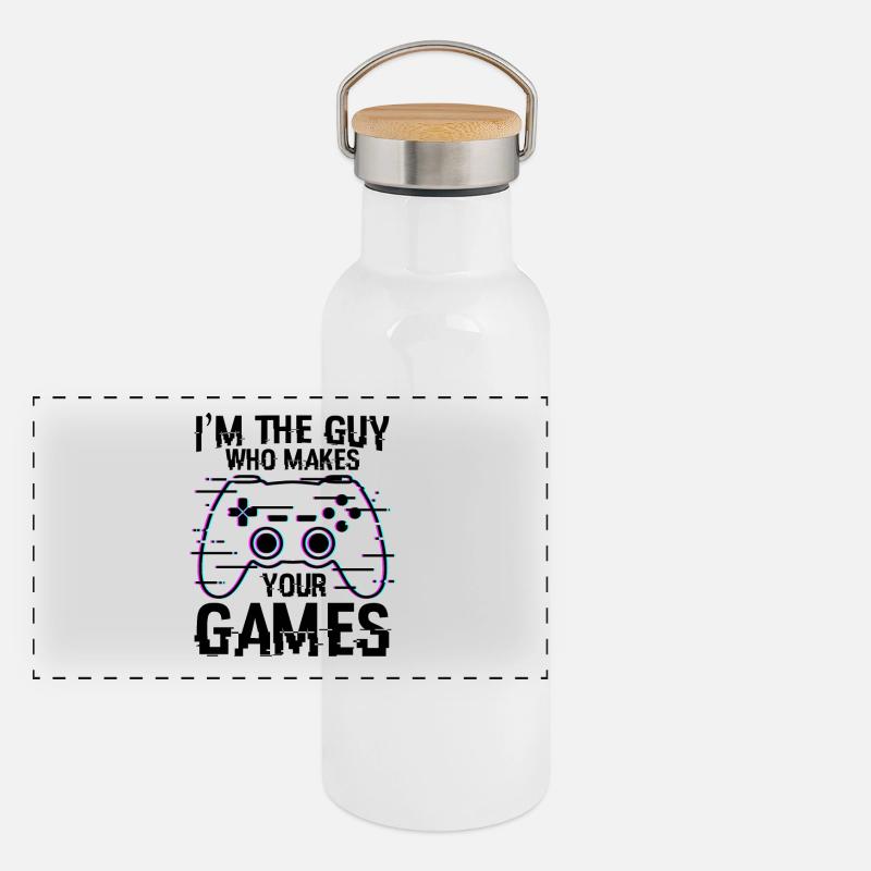 Game Developer Quote Panoramic Thermal Bottle with Bamboo Lid
