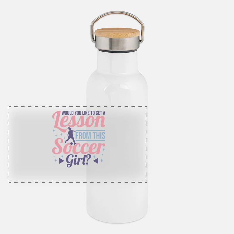 Fußballspielerin Panorama Thermosflasche mit Bambusdeckel