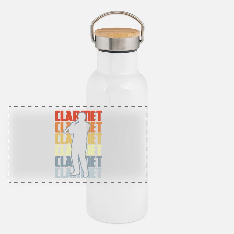 Vintage Klarinette Panorama Thermosflasche mit Bambusdeckel