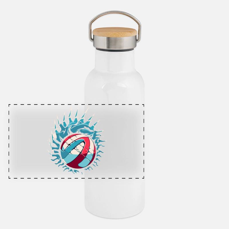 Volleyball Logo Panorama Thermosflasche mit Bambusdeckel