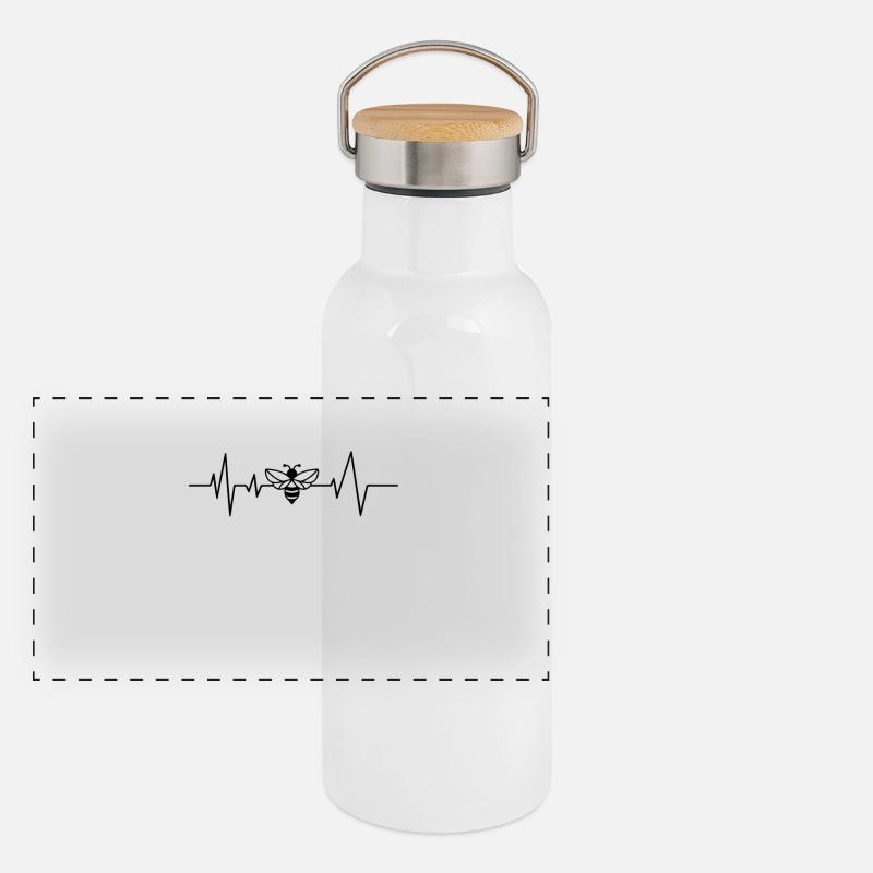 Bienen Herzschlag Imker Panorama Thermosflasche mit Bambusdeckel