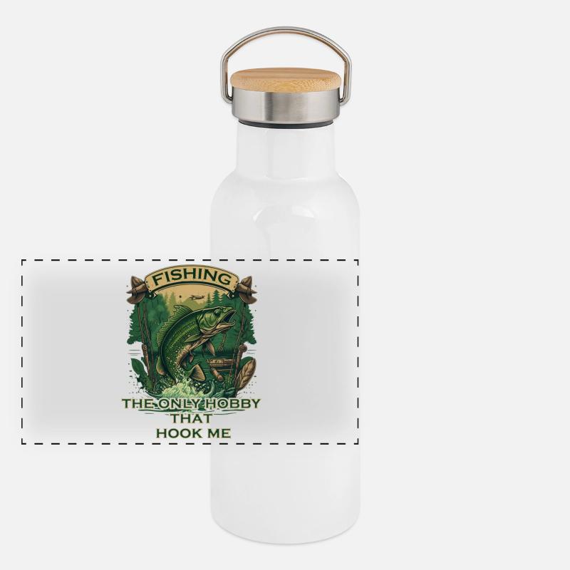 Big fish on the hook Panoramic Thermal Bottle with Bamboo Lid