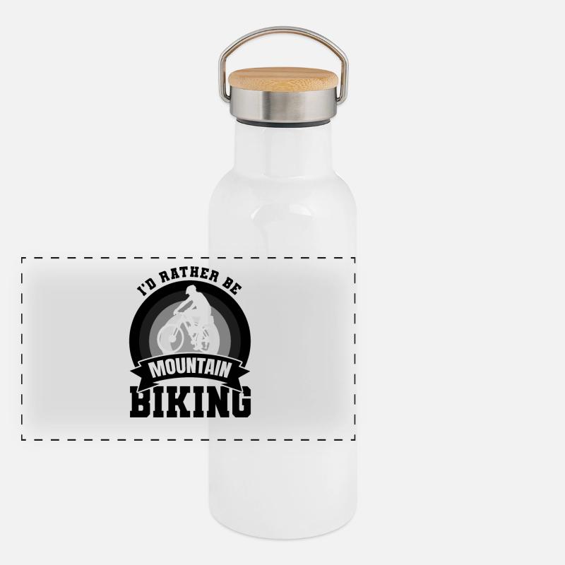 Mountainbiker Witz Panorama Thermosflasche mit Bambusdeckel