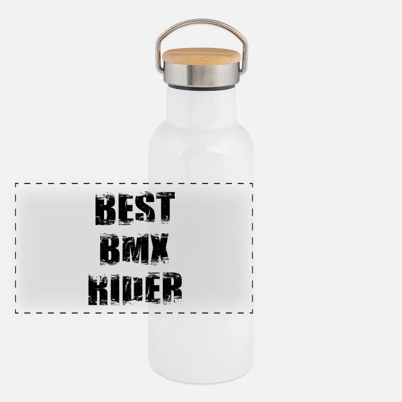 Bester BMX Fahrer Panorama Thermosflasche mit Bambusdeckel