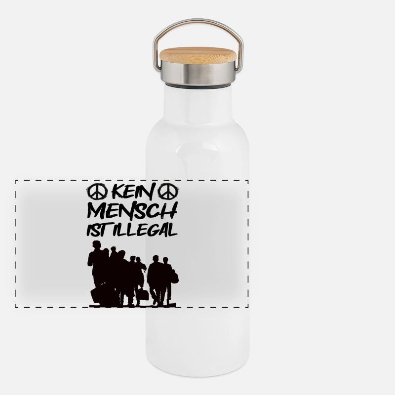 No one is illegal! Saying Panoramic Thermal Bottle with Bamboo Lid
