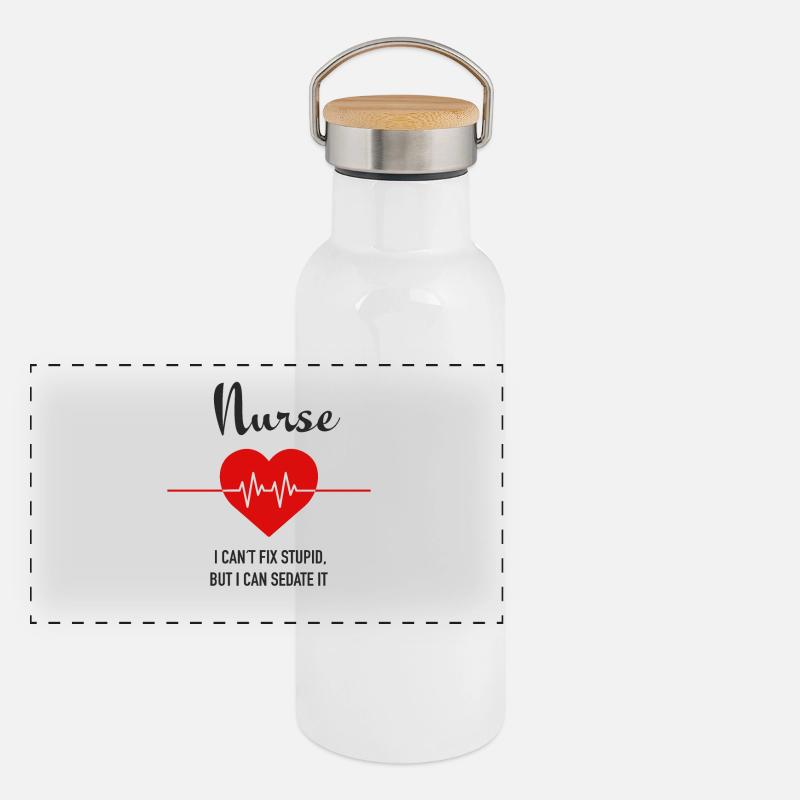 Nurse Panorama Thermosflasche mit Bambusdeckel