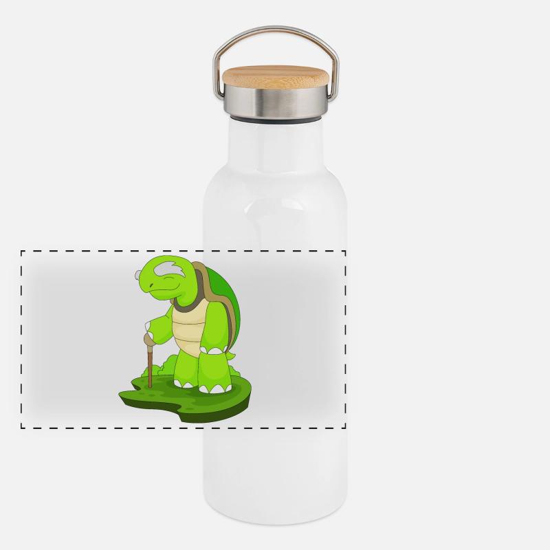 Turtle Retiree Walking Stick Panoramic Thermal Bottle with Bamboo Lid