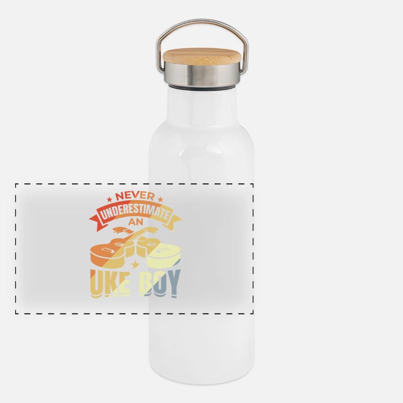 Never underestimate a ukulele boy Panoramic Thermal Bottle with Bamboo Lid