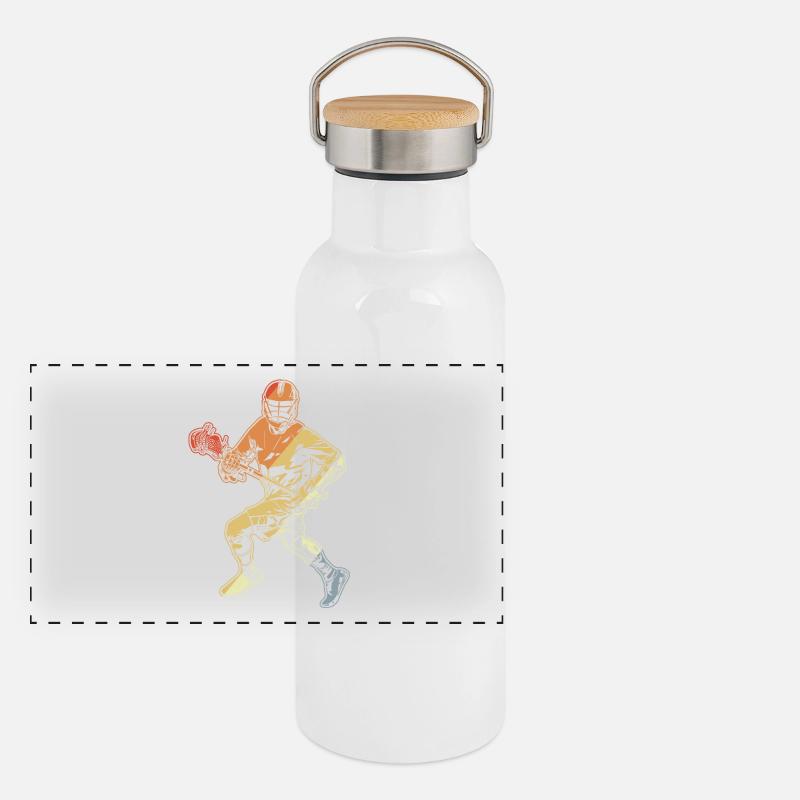 Lacrosse Player Drawing Panoramic Thermal Bottle with Bamboo Lid