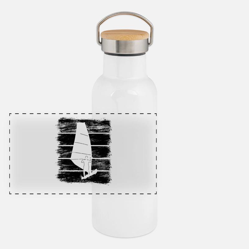 Windsurfen Panorama Thermosflasche mit Bambusdeckel