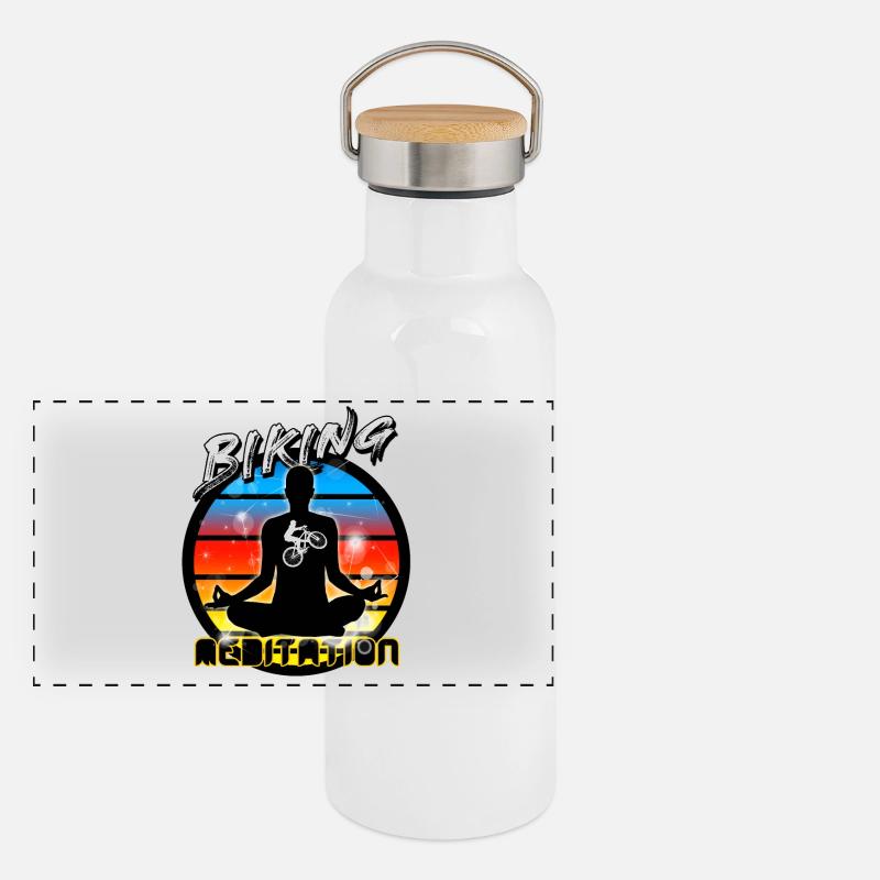 Biker Panorama Thermosflasche mit Bambusdeckel