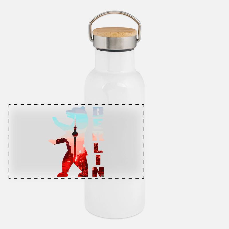 Ours de Berlin Gourde isotherme avec bouchon en bambou