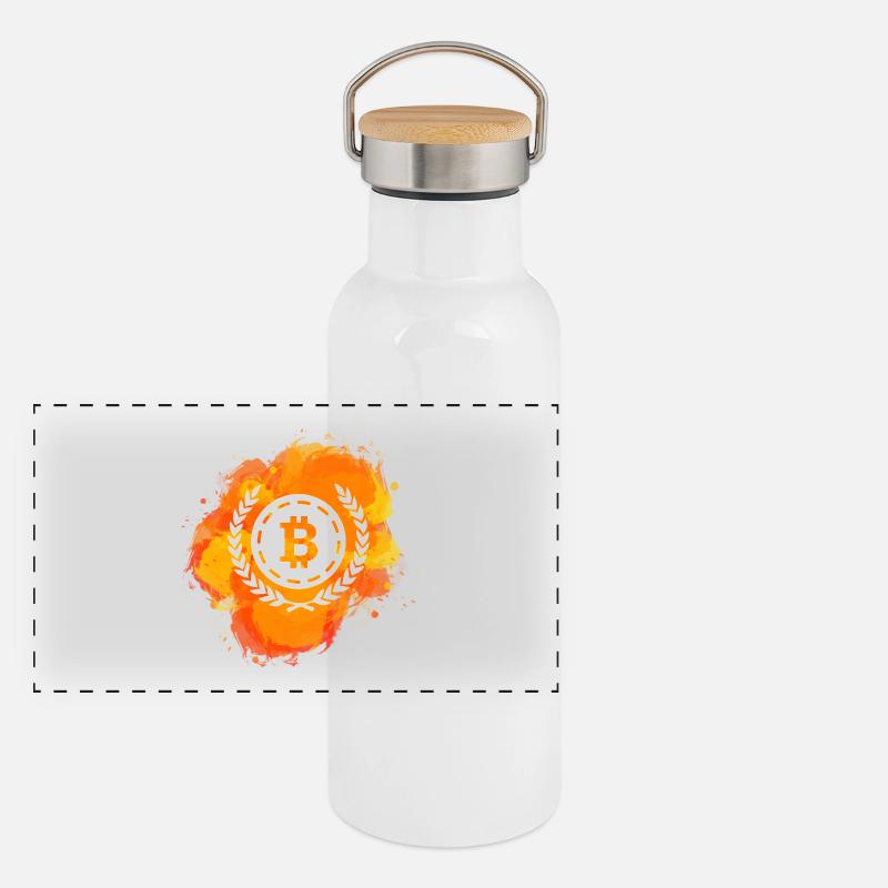 Bitcoin Crypto Cryptocurrency Splash Gourde isotherme avec bouchon en bambou