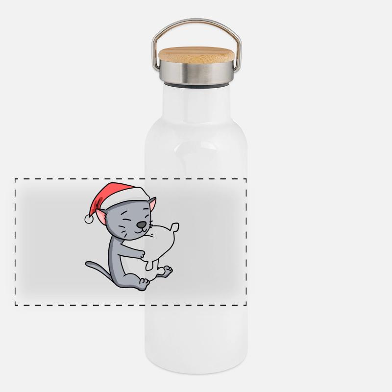 Chat Mignon Korat Chat Fatigué Noël Gourde isotherme avec bouchon en bambou