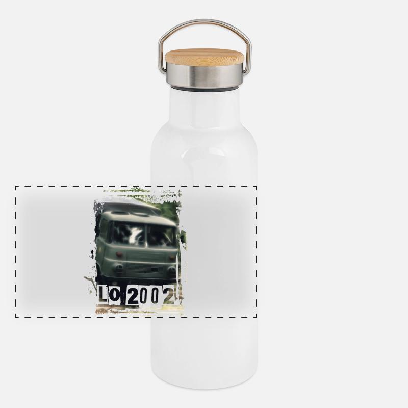 Robur LO 2002 DDR Panorama Thermosflasche mit Bambusdeckel