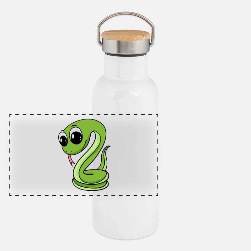 Serpent vert mignon Gourde isotherme avec bouchon en bambou