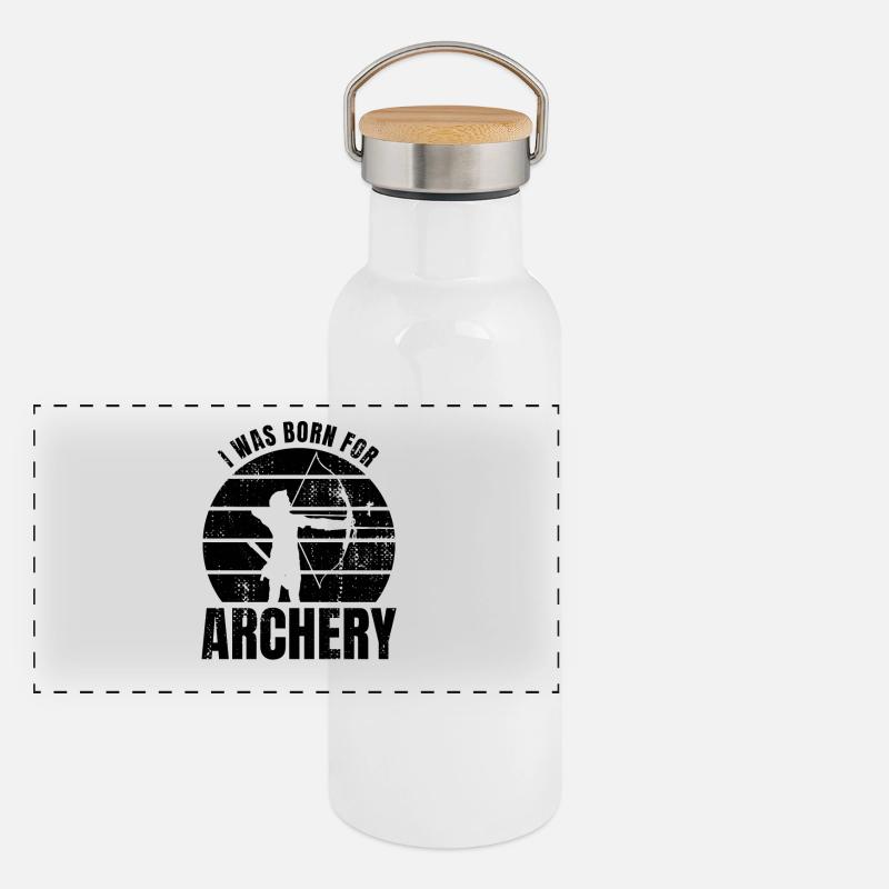 Bogenschütze Sprichwort Panorama Thermosflasche mit Bambusdeckel