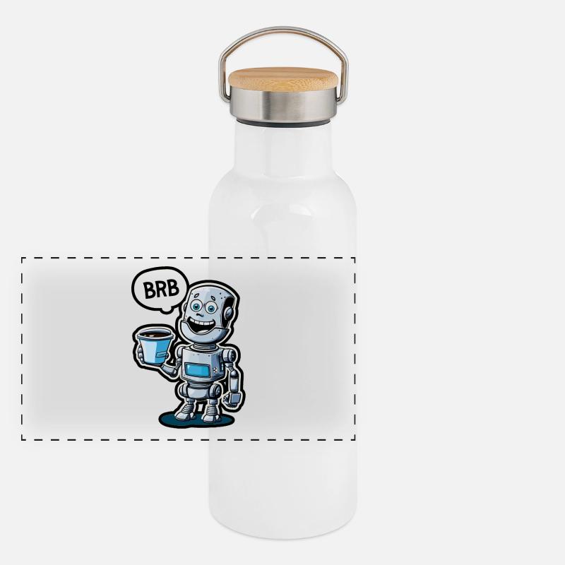 Drôle de robot avec du café et un ensemble BRB Gourde isotherme avec bouchon en bambou