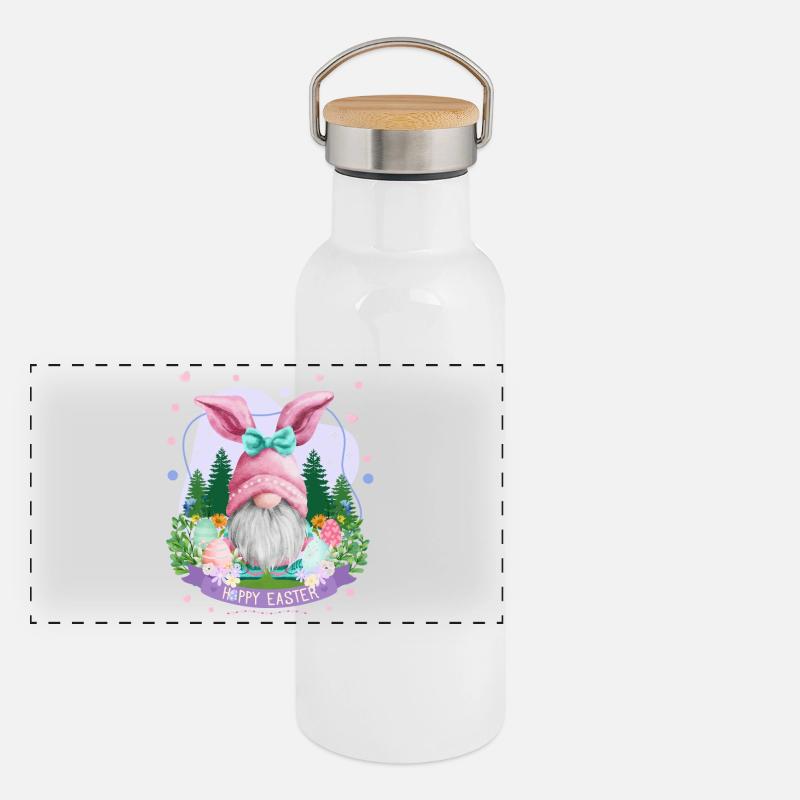 Hoppy Gnome Easter - Easter Gift Idea Panorama Thermosflasche mit Bambusdeckel