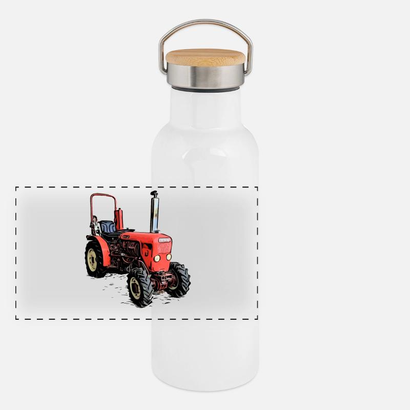 Krieger KS 33 A Schmalspurschlepper Traktor Panorama Thermosflasche mit Bambusdeckel