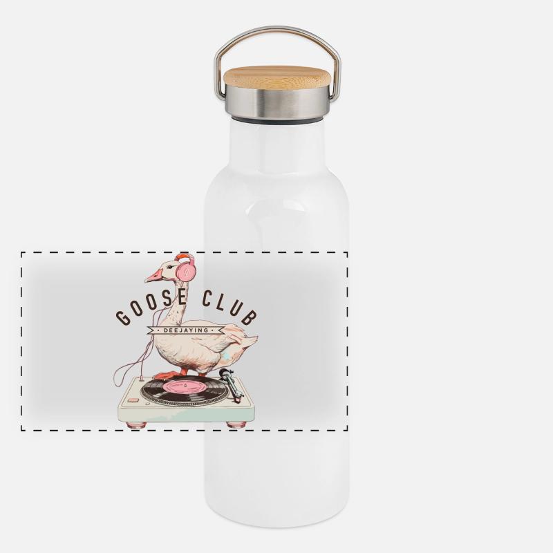 Dancing Goose DJ Logo Panoramic Thermal Bottle with Bamboo Lid