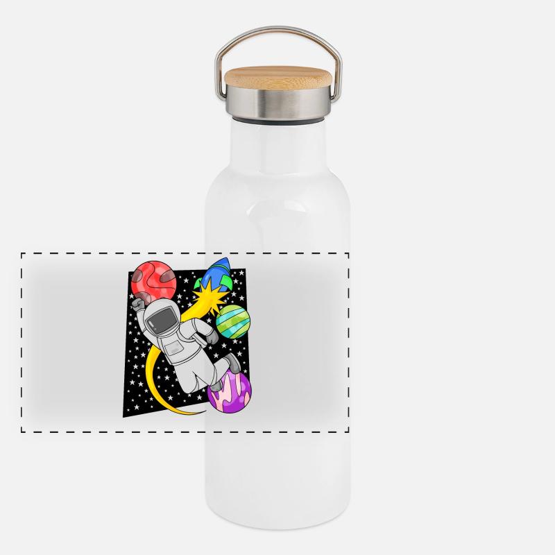 Astronaut Motif Outer Space Panoramic Thermal Bottle with Bamboo Lid