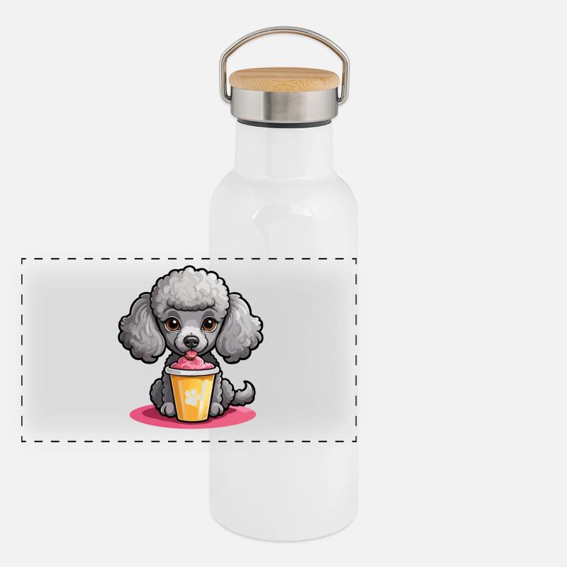 Dame caniche nourrissant Gourde isotherme avec bouchon en bambou