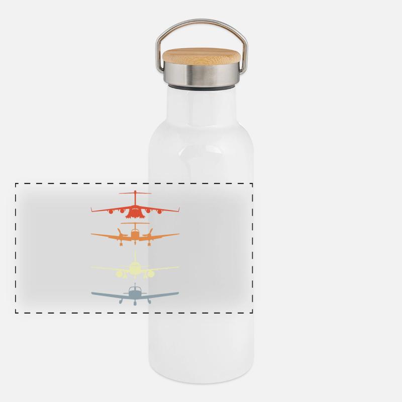 Vintage Airplane Models Panoramic Thermal Bottle with Bamboo Lid